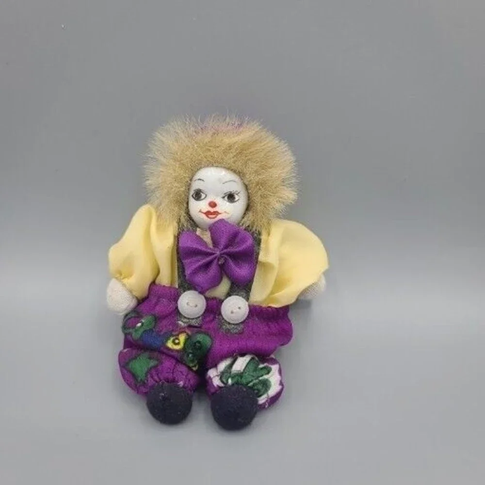 Vintage Clown Doll Sand Body Porcelain Head 5